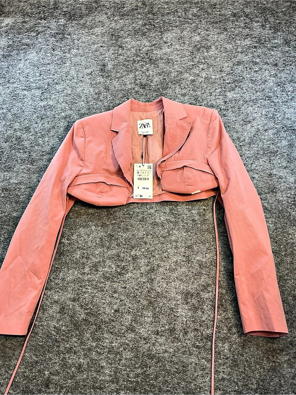 Zara Cropped Bustier Mauve Streetwear Blazer in Pink Size Small NWT